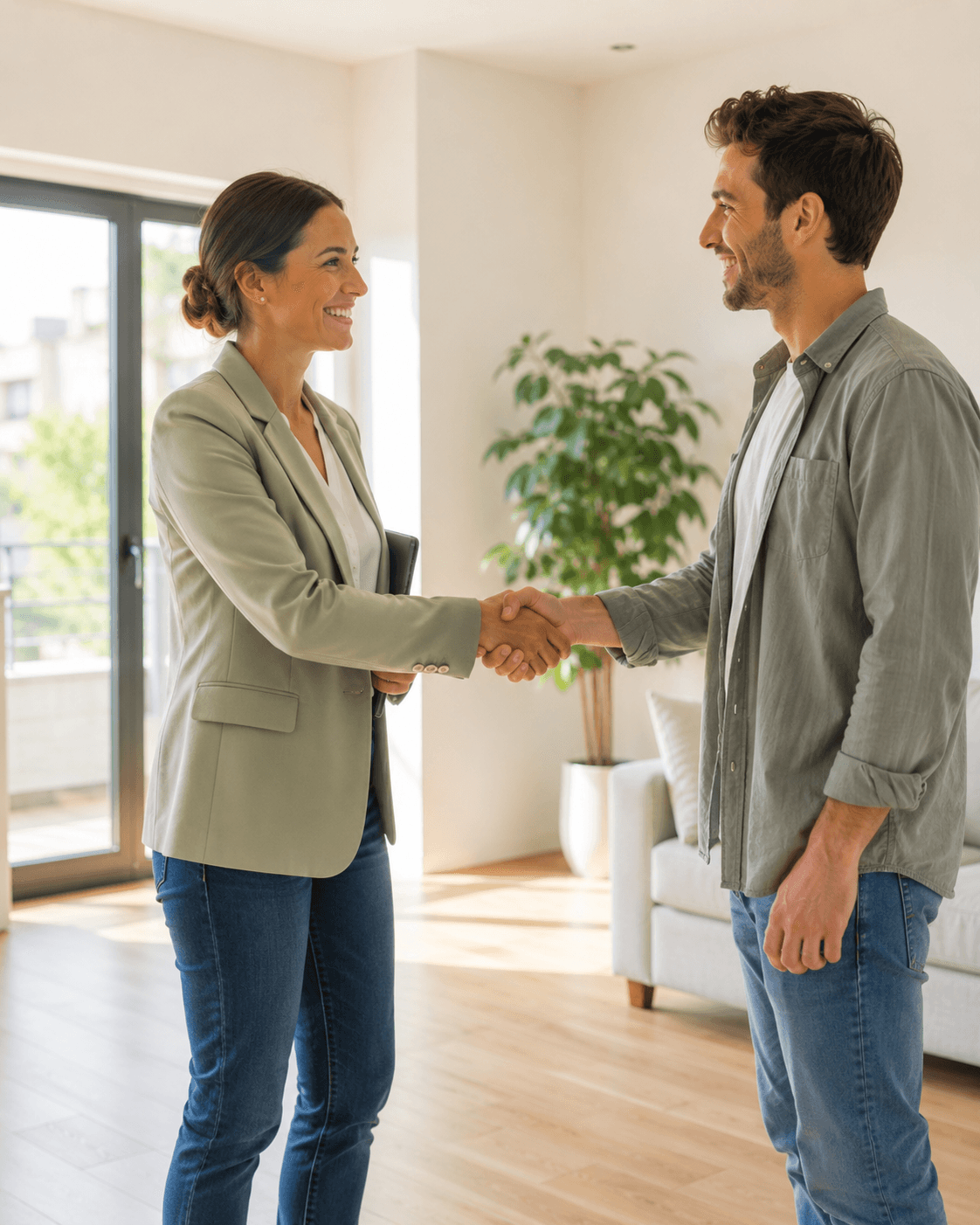 Vermieterin und Maklerin besprechen Mietunterlagen